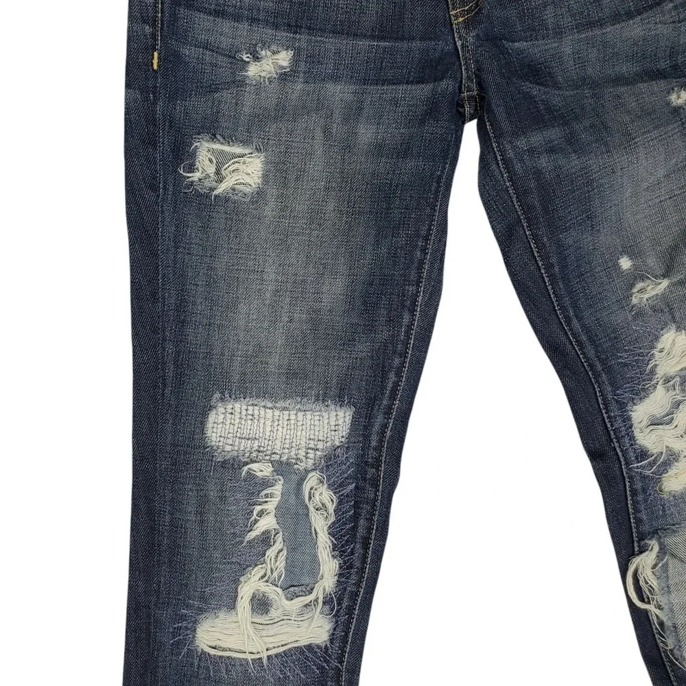 Fossil Skinny Jeans Womens Size‎ 25 Heavy Destroy Blue Distressed Denim USA Made